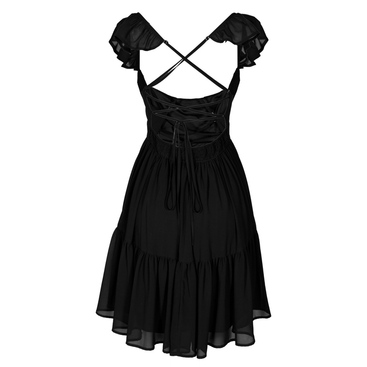 Vestido Corto con Olanes y Tirantes Cruzados Philosophy para Mujer image number null