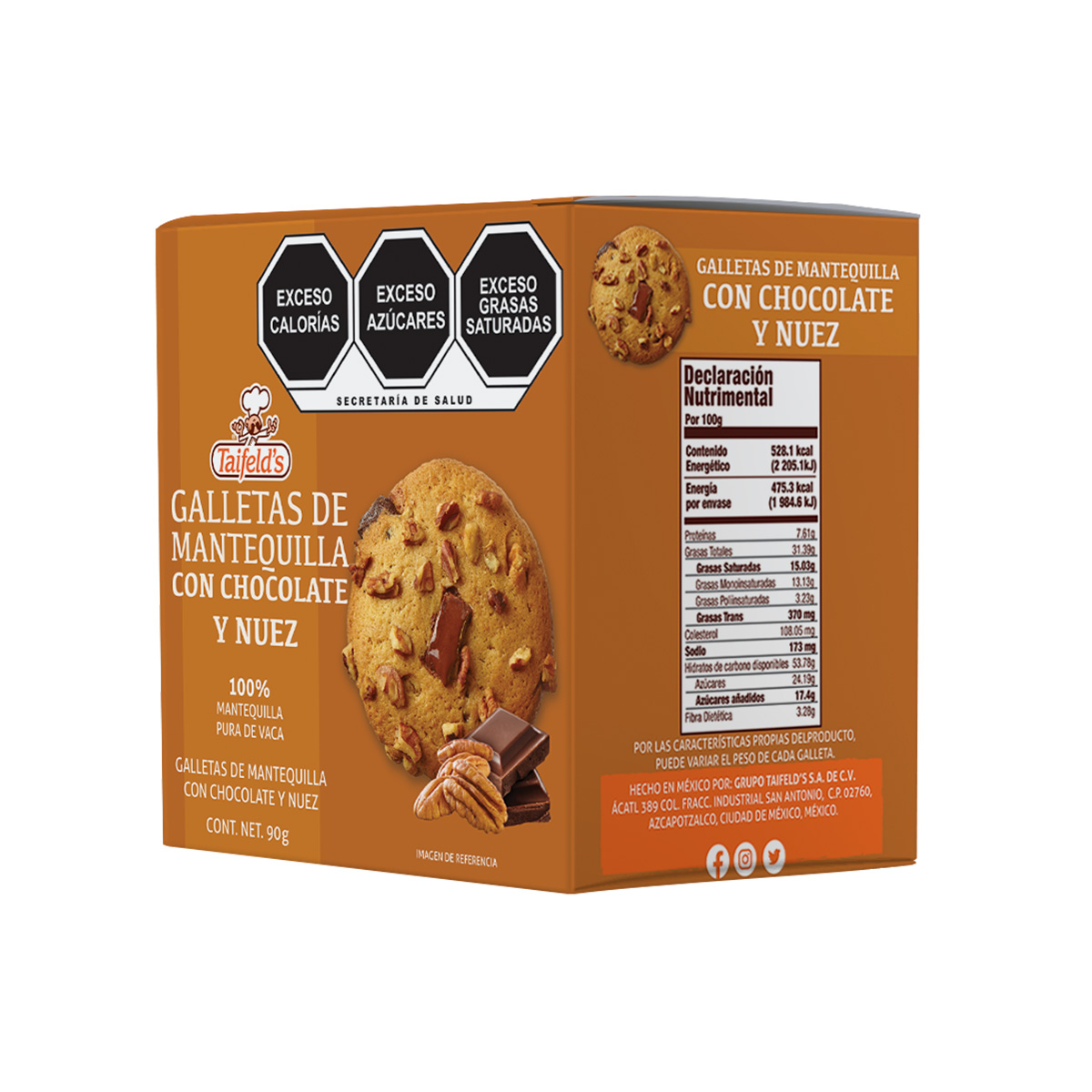Galletas de Mantequilla con Chocolate y Nuez 90 g Taifeld´s image number null