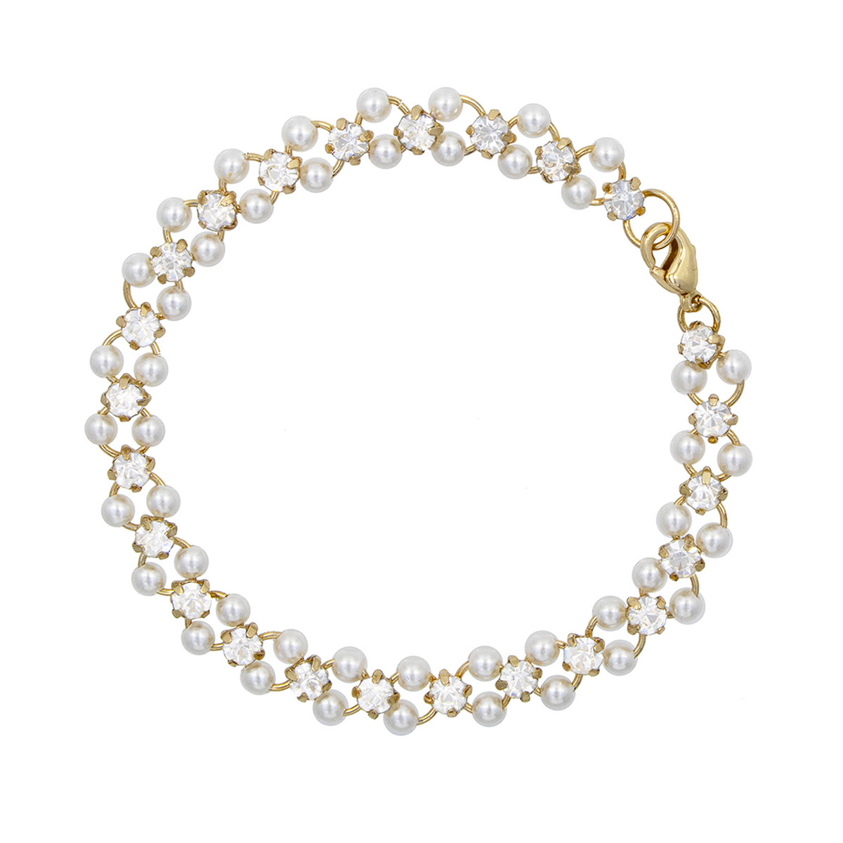 Pulsera En Dorado Con Perlas De Fantas&iacute;a Y Cristales Facetados Queen Victoria image number null