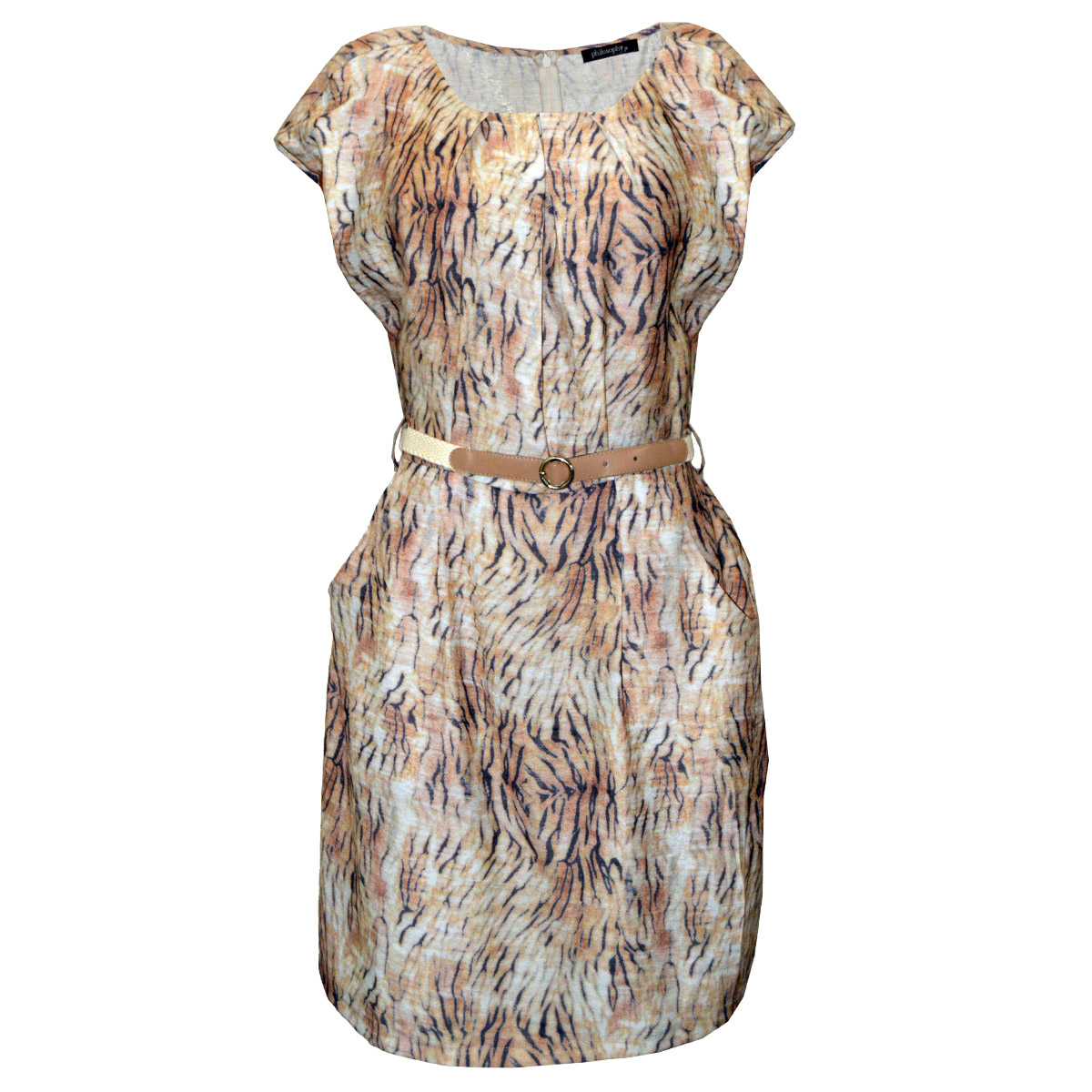 Vestido Corto con Cinturón Philosophy Talla Mediana para Mujer image number null