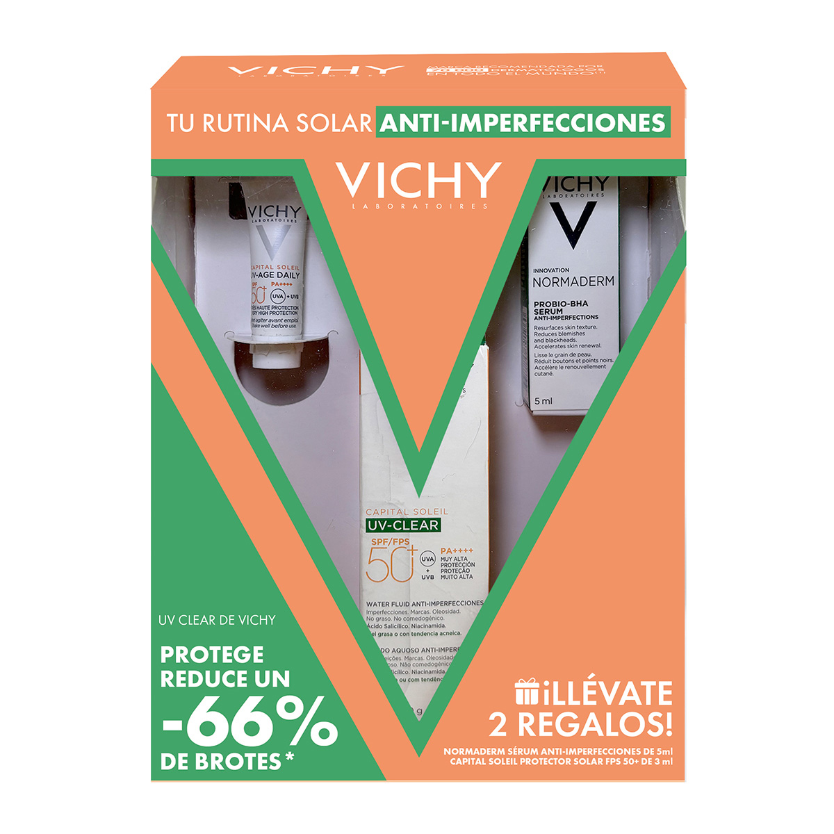 Vichy Capital Soleil UV Clear FPS 50 + Normaderm Serum PROBIO-BHA + Capital Soleil UV-Age Daily FPS 50 image number null