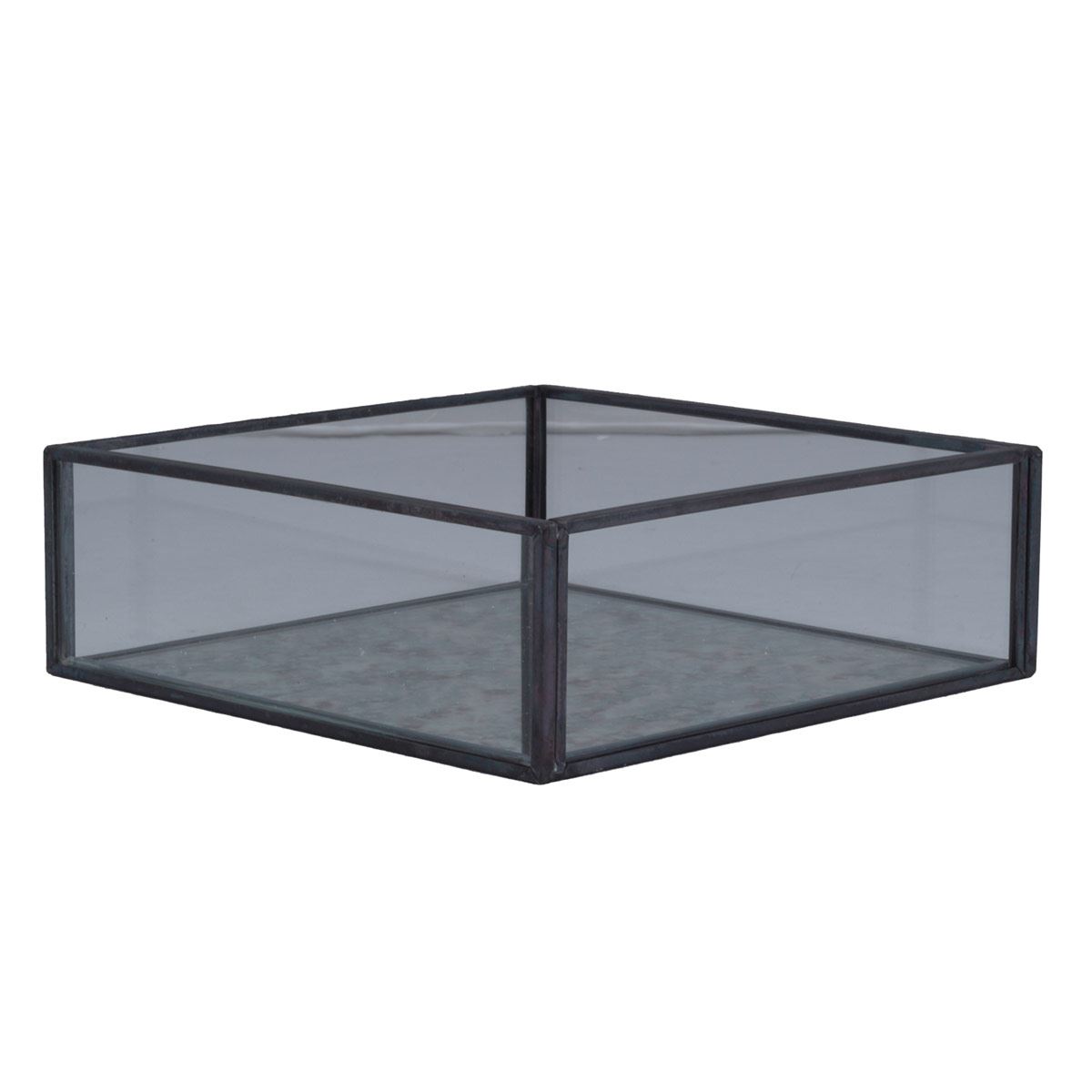 Home Nature joyero cloud cuadrado elaborado en cristal con bordes met&aacute;licos 15*15*5 cm image number null