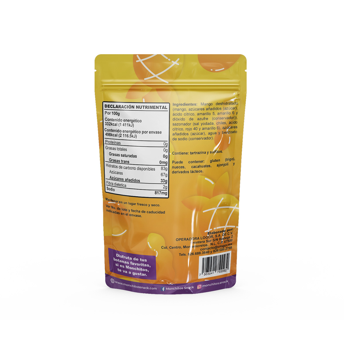 Mango Deshidratado Picosito 150 g Monchitos Snack image number null
