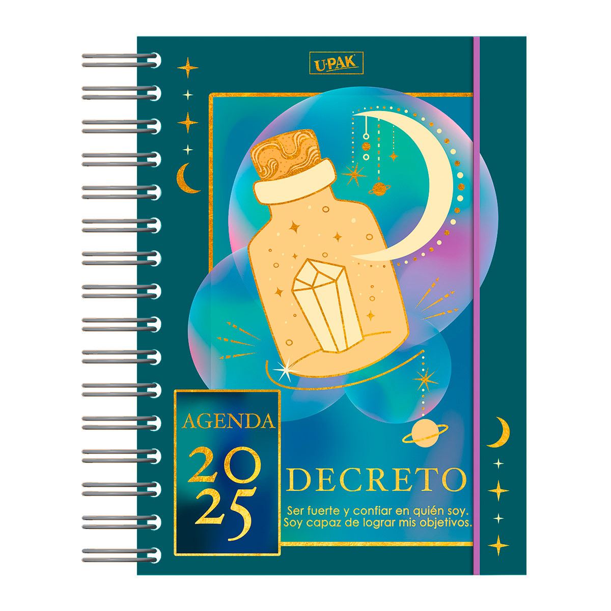 Agenda Premier 2025 con Espiral Dise&ntilde;o Multicolor Decreto Astral Upak image number null