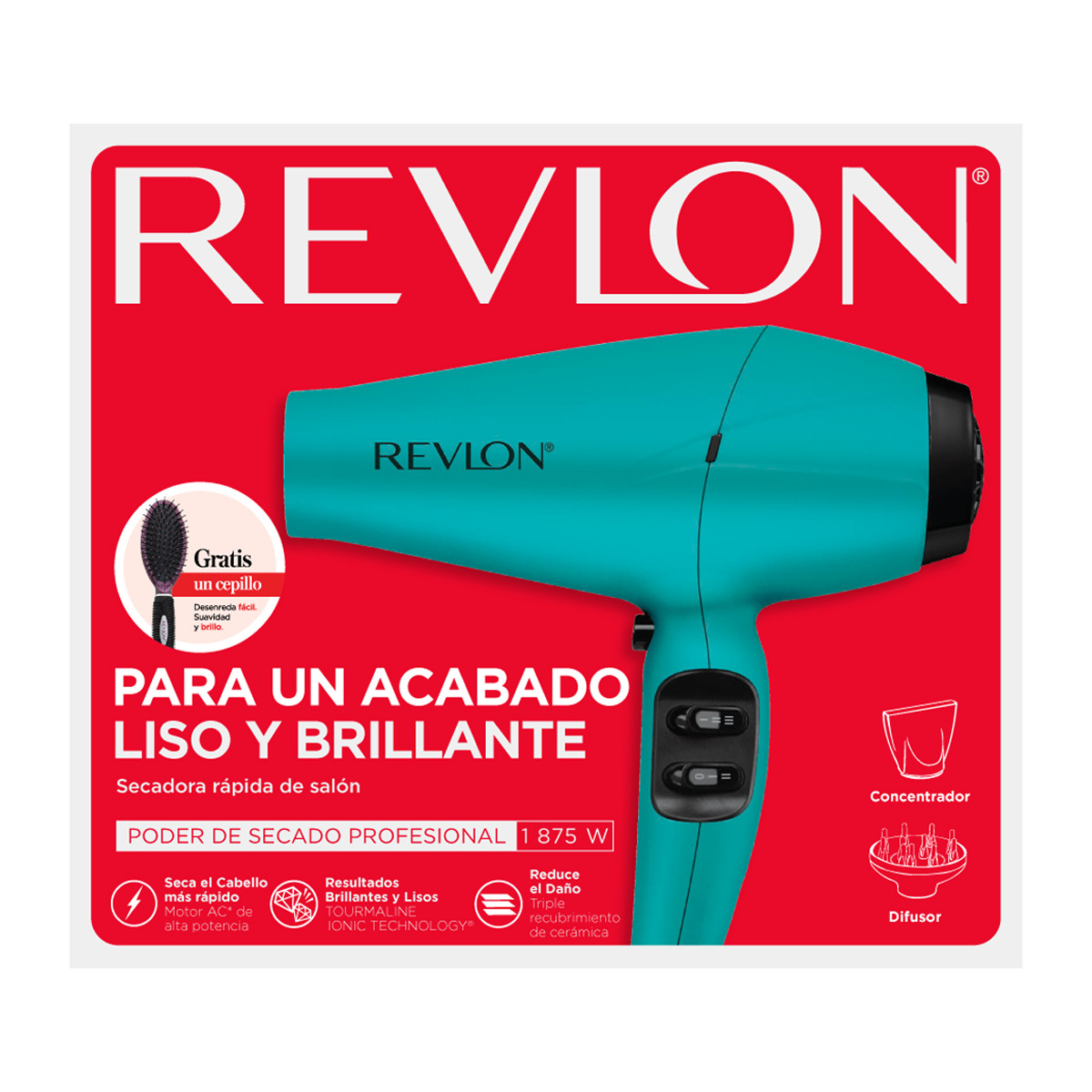Combo Secadora Teal + Cepillo Revlon image number null