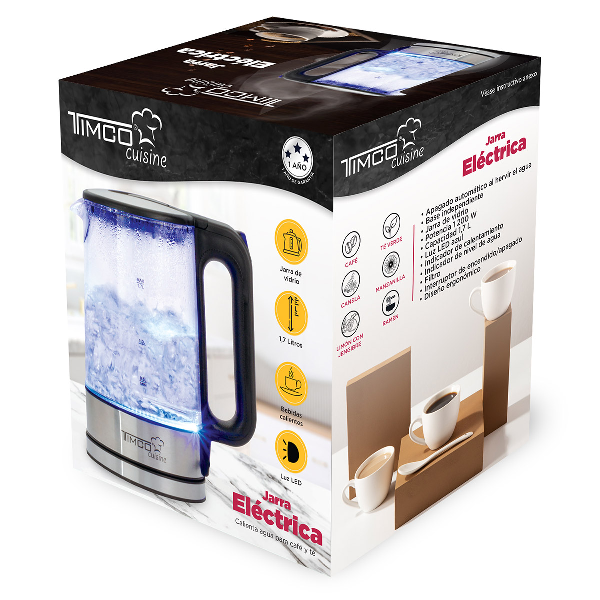 Hervidor Eléctrico 1.7 lt  Je8707 Timco image number null