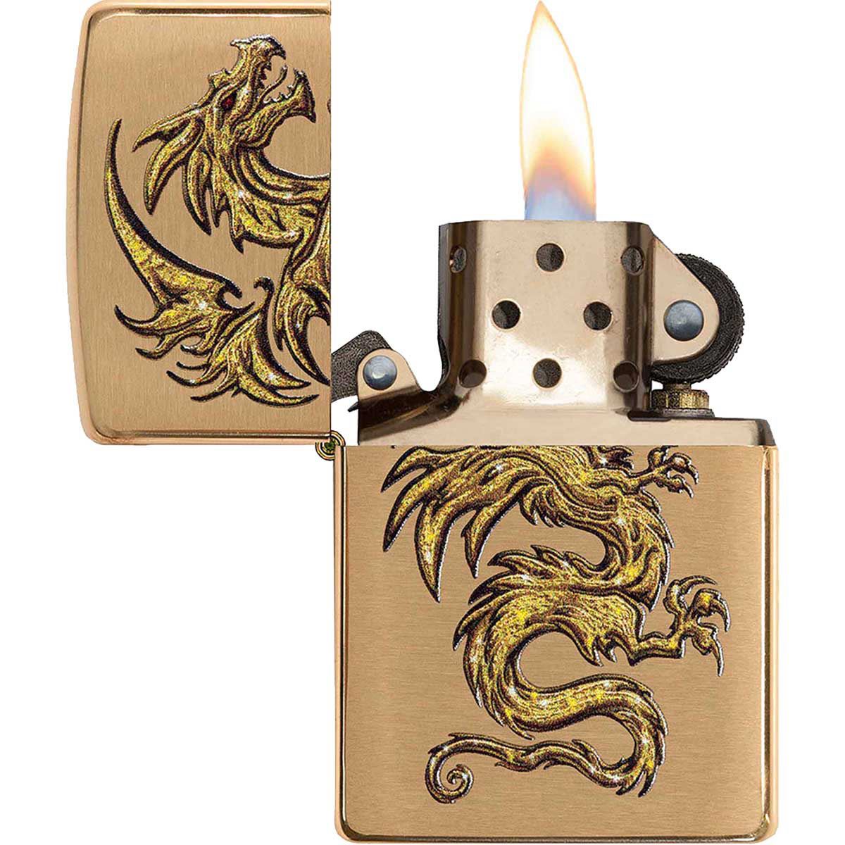 Encendedor Zippo Color Dorado Dise&ntilde;o Drag&oacute;n image number null
