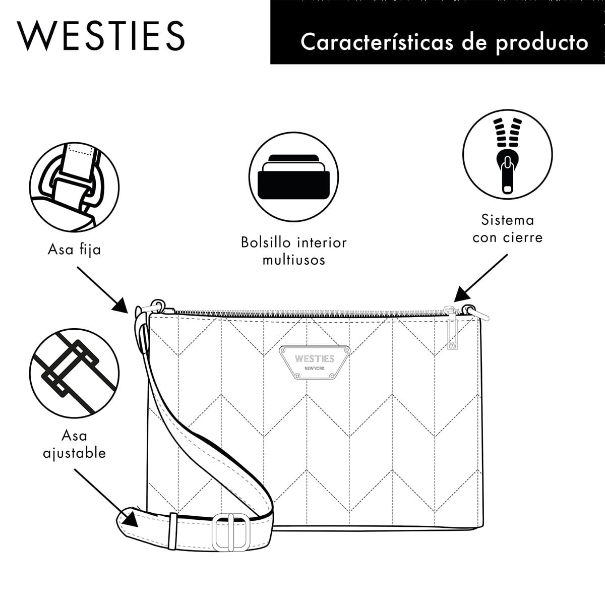 Bolsa Crossbody Westies Rosa para Mujer image number null