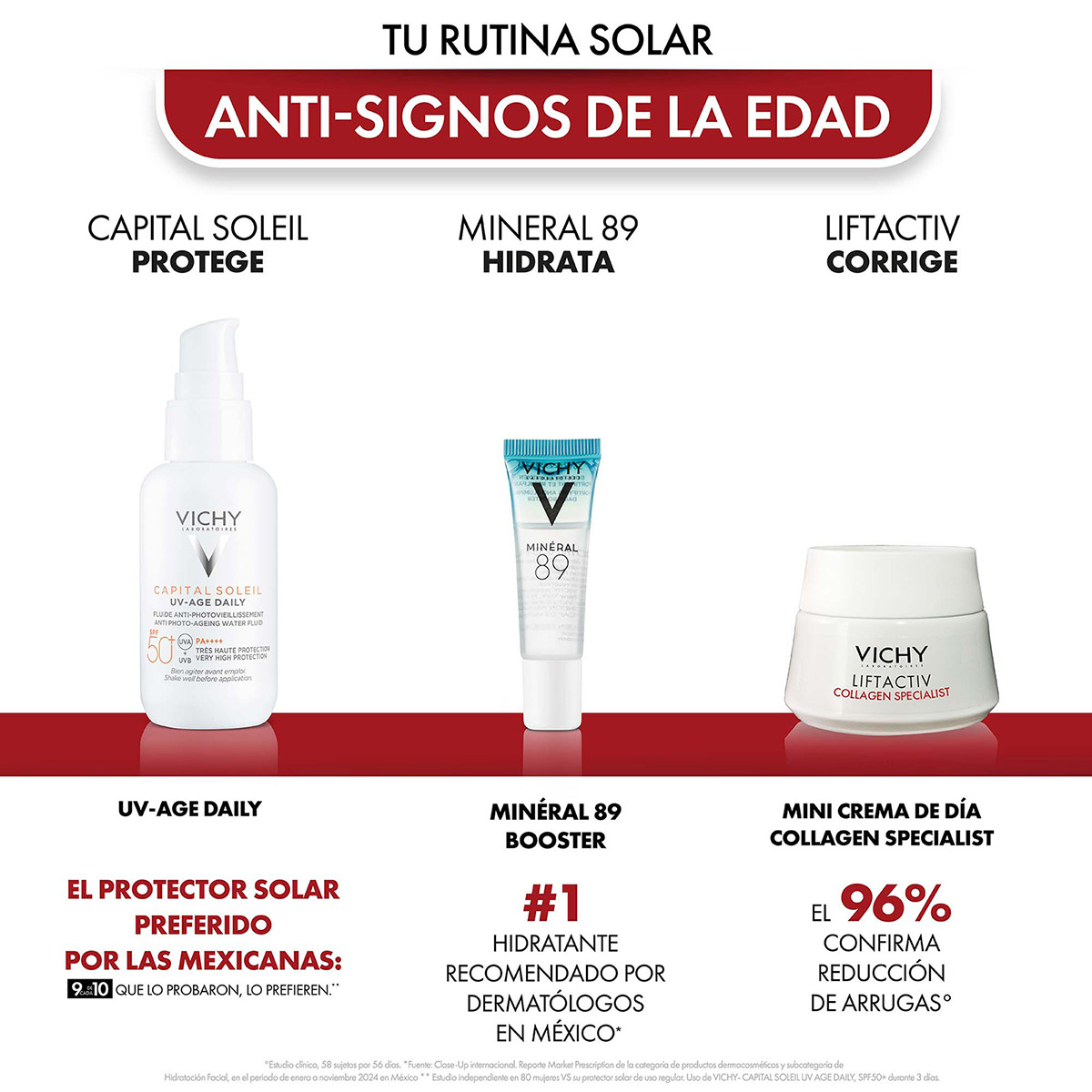 Vichy Capital Soleil UV-Age Daily FPS 50 + Liftactiv Collagen Specialist Crema de D&iacute;a + Mineral 89 Booster image number null
