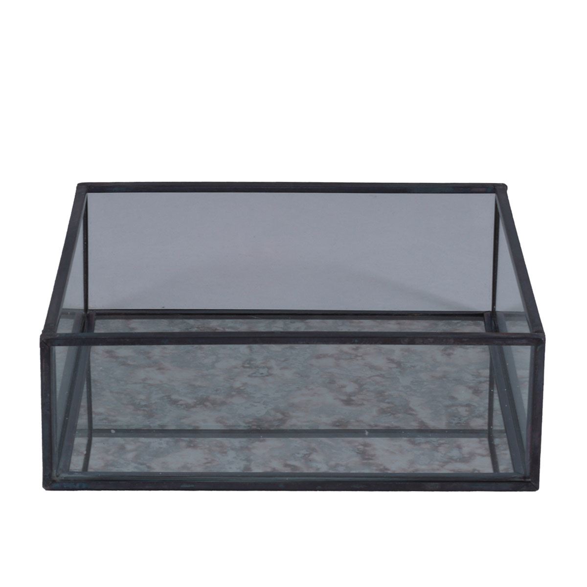 Home Nature joyero cloud cuadrado elaborado en cristal con bordes met&aacute;licos 15*15*5 cm image number null