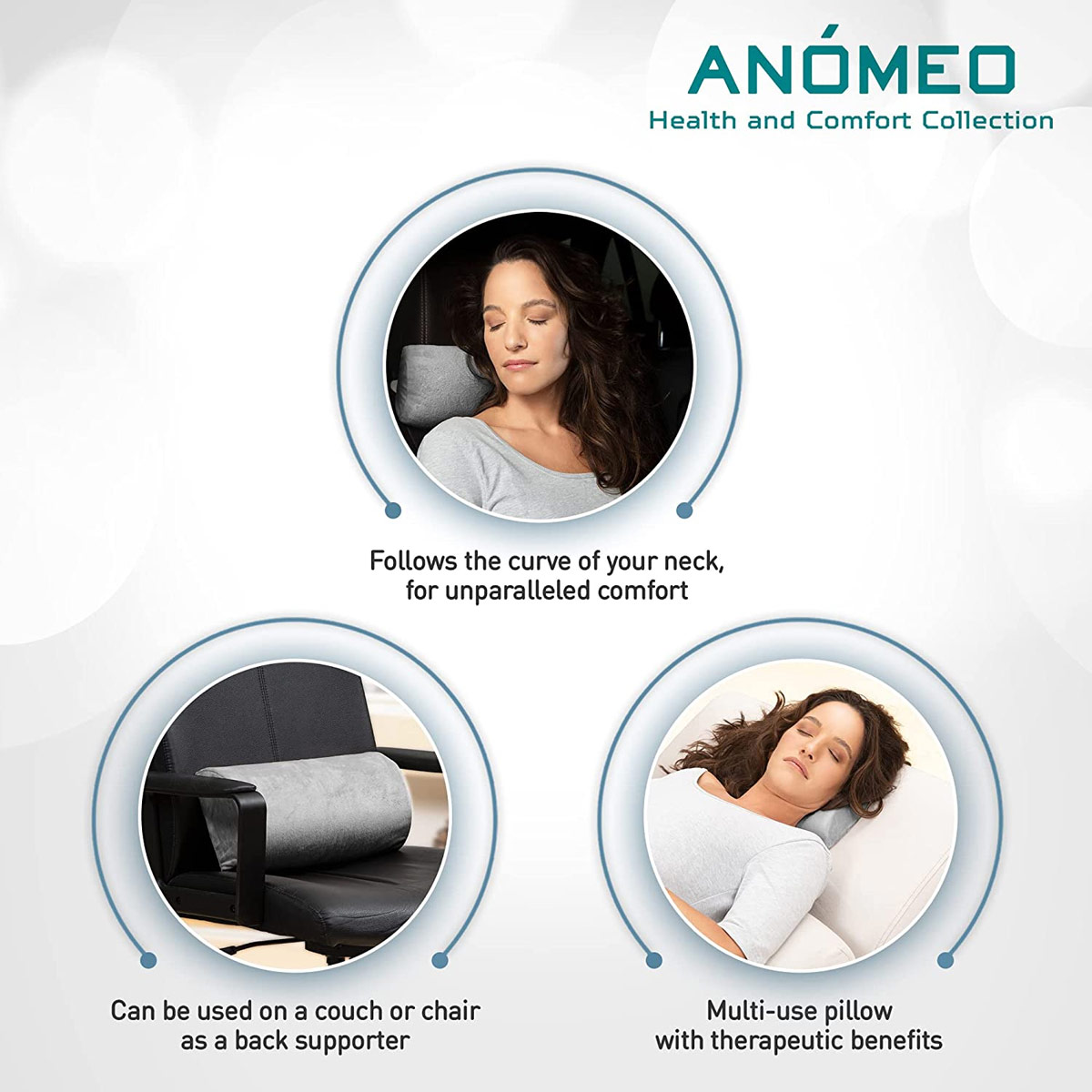 Almohada Cilindro Para Cuello Gris Anomeo image number null