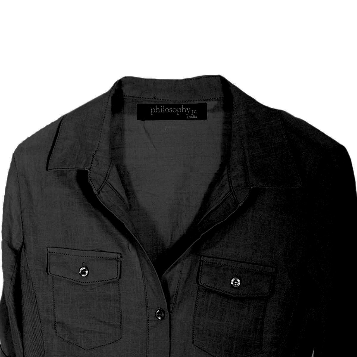 Blusa lisa con elevaci&oacute;n en manga para mujer Philosophy Talla Chica image number null