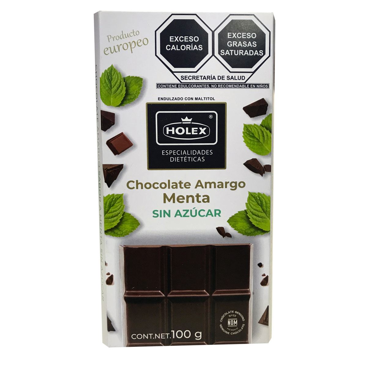 Chocolate Holex Amargo/Menta Sin Az&uacute;car 100 grs image number null