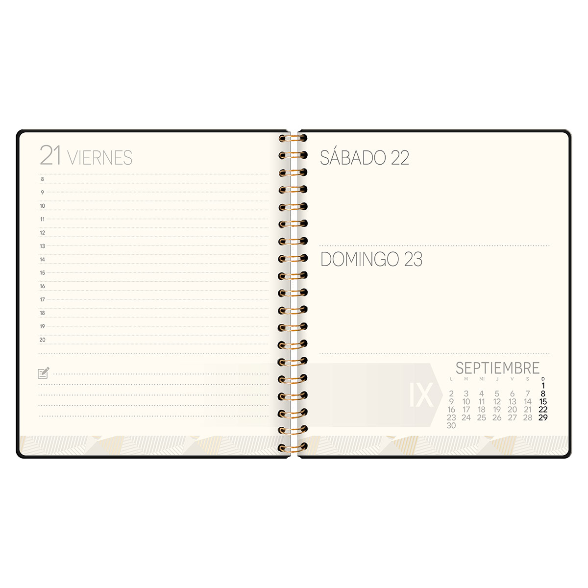 Agenda Diaria con Espiral Negra Premium Paper image number null