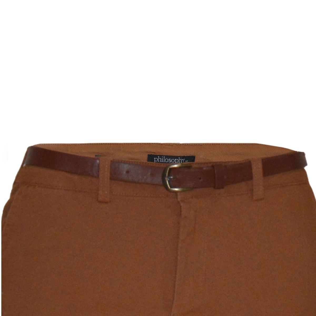 Pantalón recto liso con cinturón a tono Philosophy talla grande color cafe medio modelo P2287N.. image number null