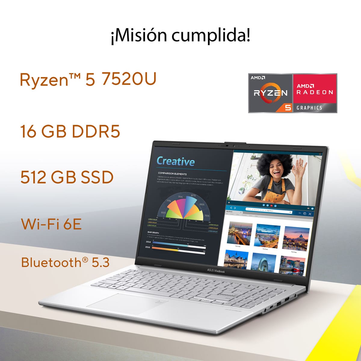 Laptop ASUS VivoBook Go E1504FA-NJ881W R5 7520U 16 RAM 512G+ Mochila y Mouse image number null