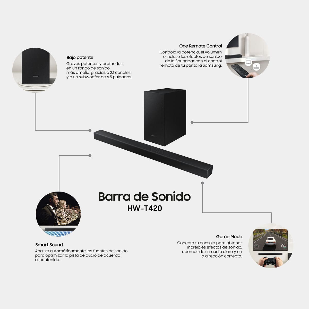 Barra de Sonido HW-T420ZX Samsung image number null