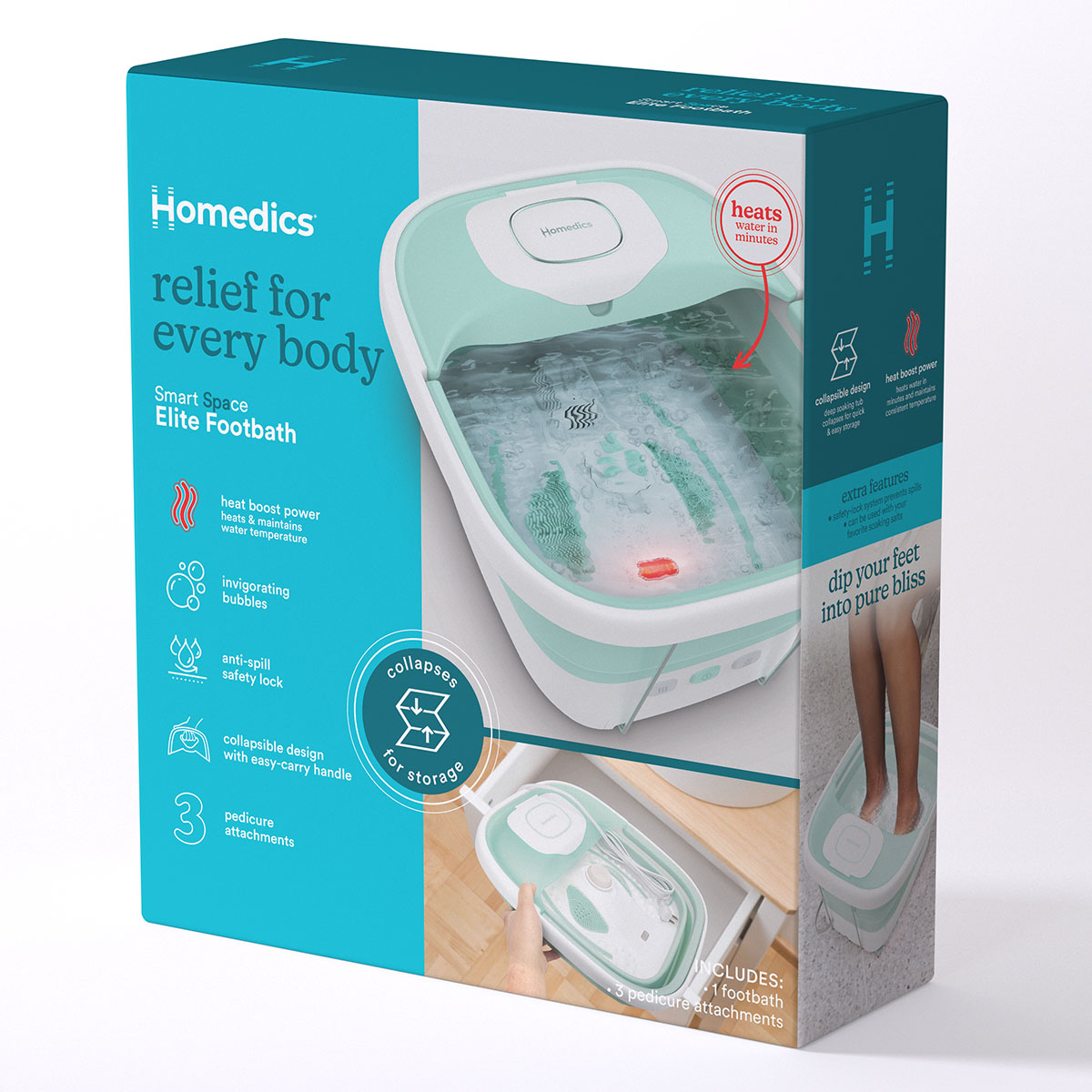 Spa Para Pies Elite Smart Space Calentamiento De Agua Homedics image number null
