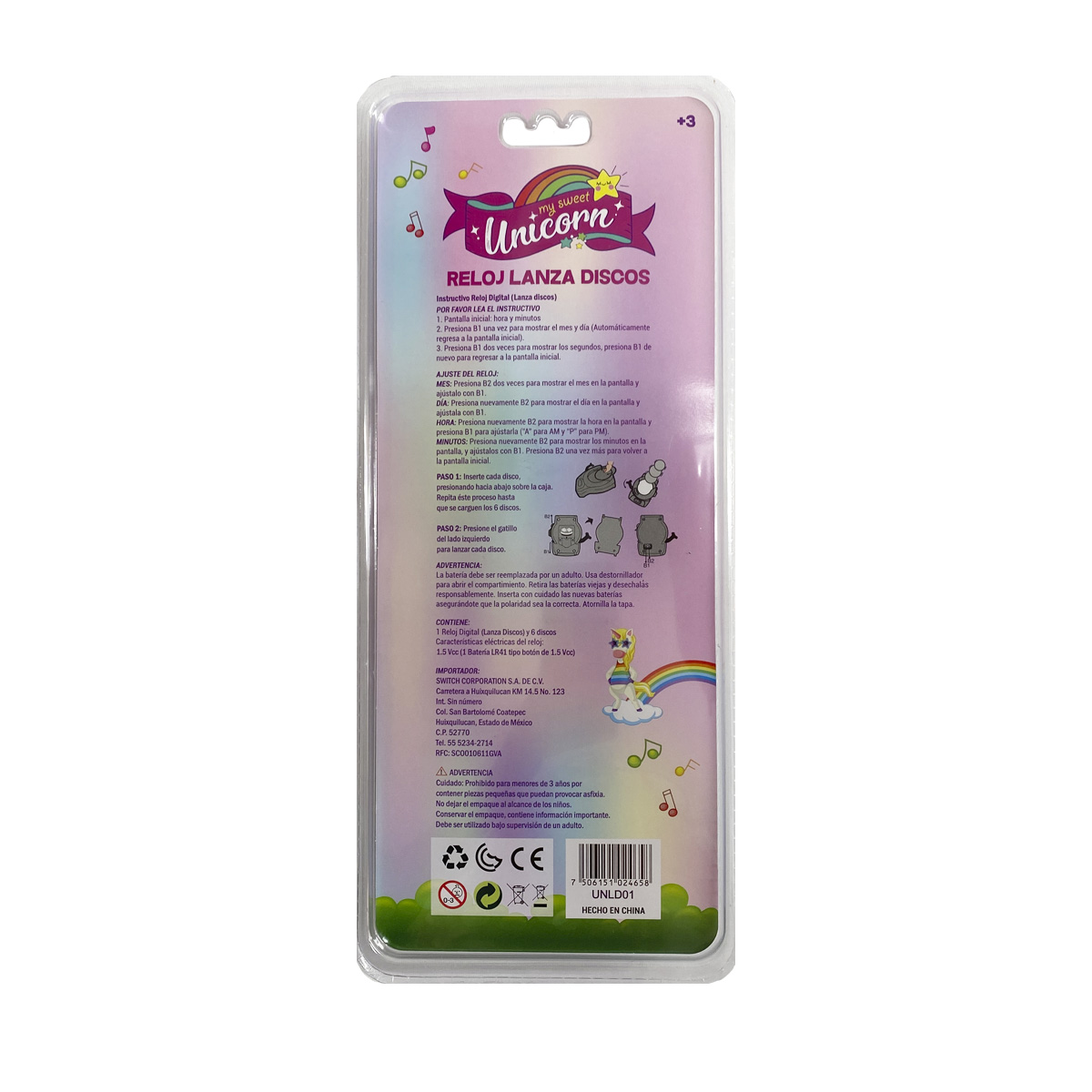 Reloj Digital & Lanza Discos Unicornios Switch image number null