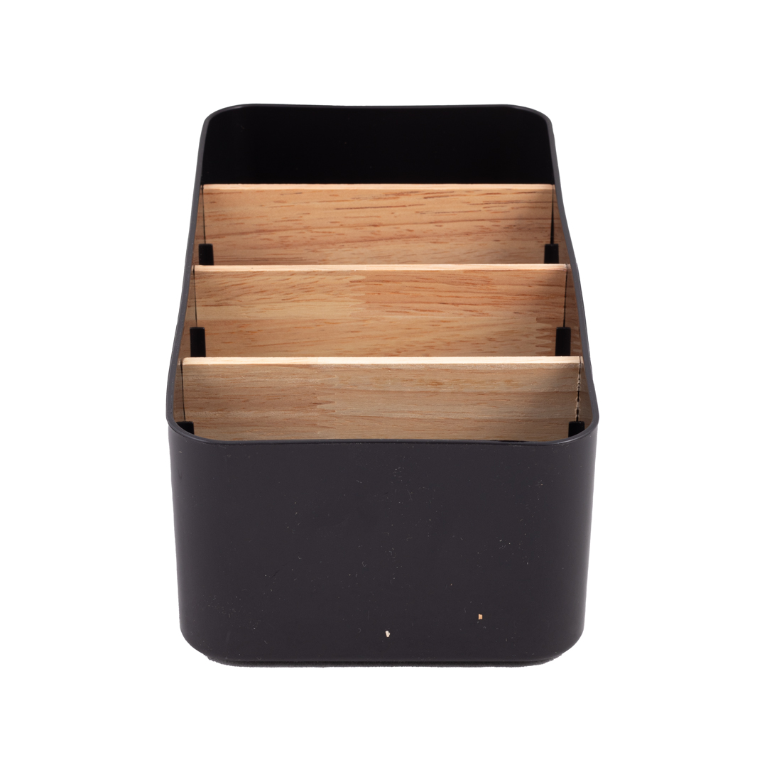 Home Nature Organizador multiusos de plástico con 4 divisiones de madera image number null