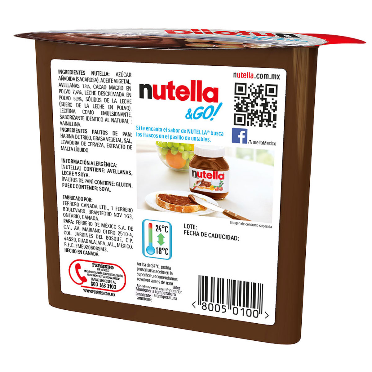 Nutella & Go Crema de Avellanas con Cacao y Palitos de Pan 52gr image number null