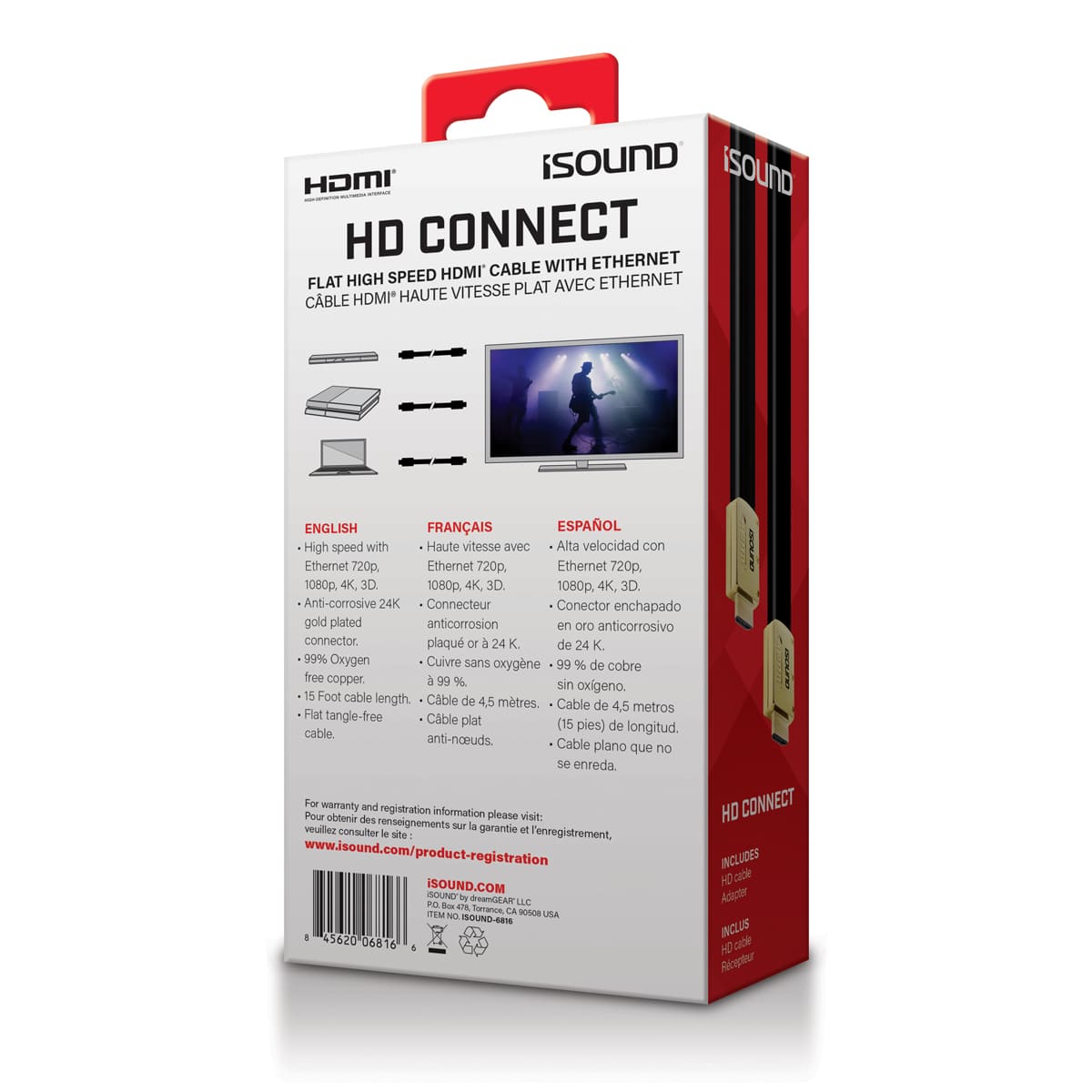 Cable Con Ethernet Hdmi Isound Flat High Speed image number null