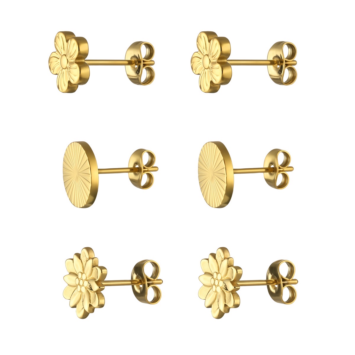 Set de Aretes Acero Inoxidable Dorado Enso image number null