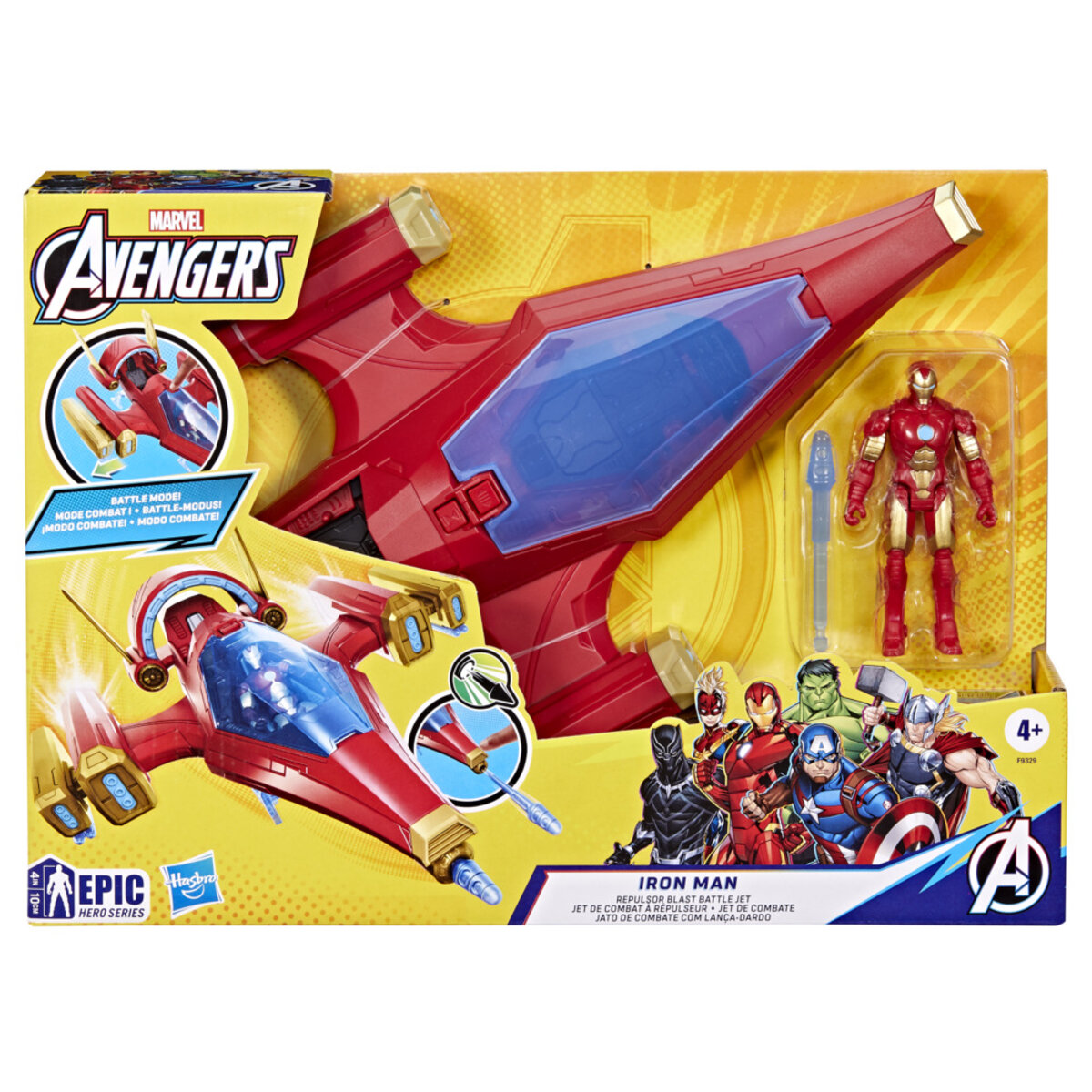 Set Figura de Acción Marvel Avengers Iron Man + Jet de Combate image number null
