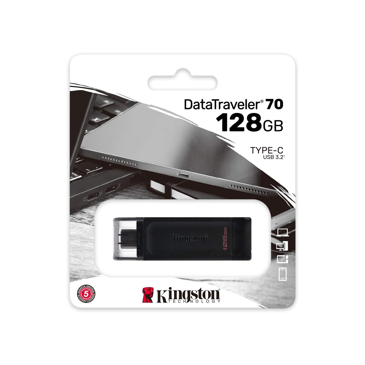 Memoria USB Kingston 128GB Tipo C Negra image number null