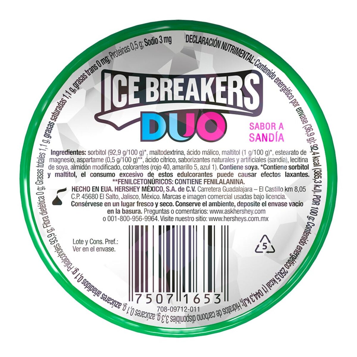 Pastillas Refrescantes sin Az&uacute;car Menta/Sandia 36 g Ice Breakers image number null