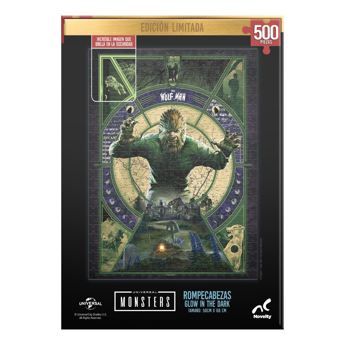 Rompecabezas Edici&oacute;n Limitada Monstruos Cl&aacute;sicos - Hombre Lobo Glow in the Dark 500 piezas image number null