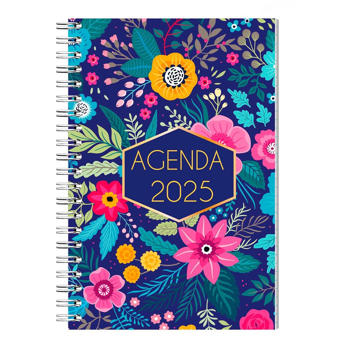 Agenda Básica 2025 con Espiral Diseño Floral Upak image number null