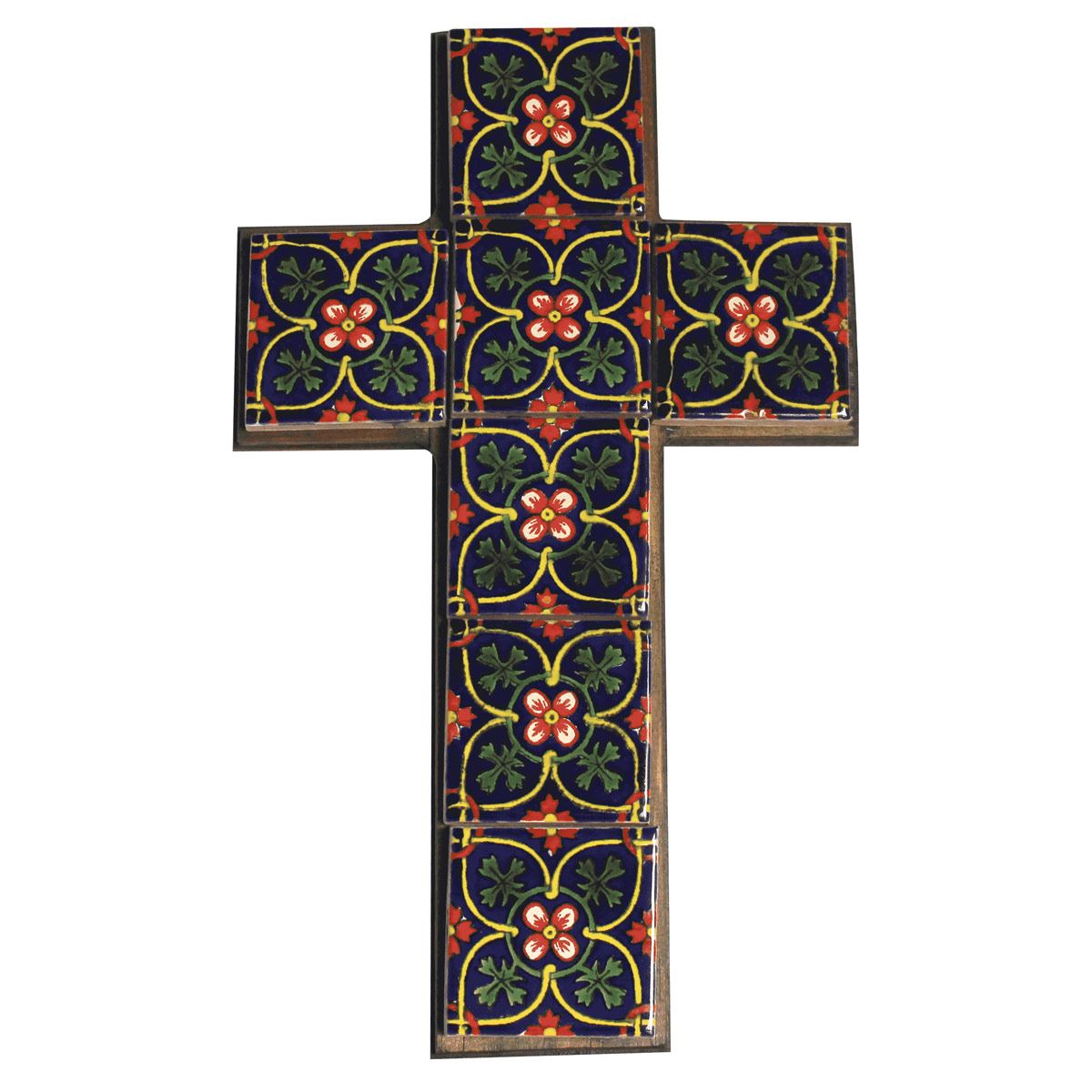 Cruz madera Viejo Arte con talavera medida 5x5 image number null