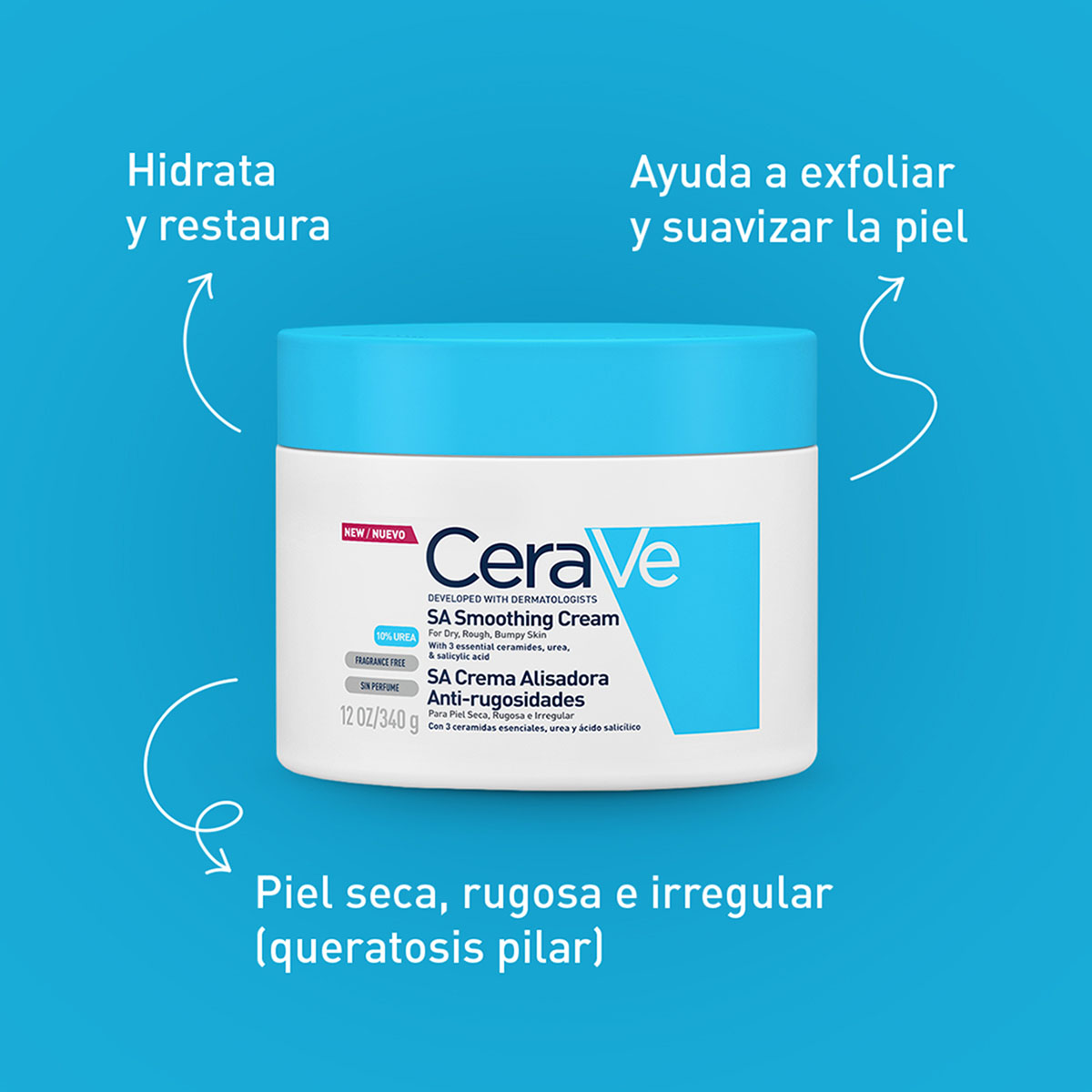 Crema Alisadora Anti-Rugosidades 340 g Cera Ve image number null